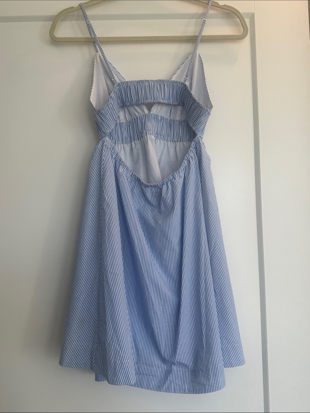 Women's Blue and White Striped Sleeveless Summer Dress - Picture 8 of 8